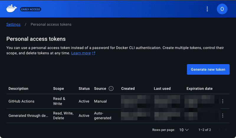 dockerhub token