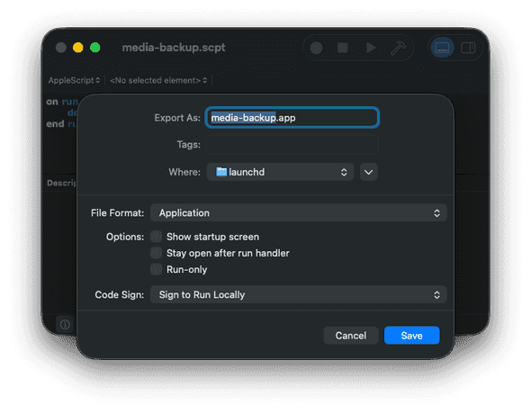 export script as application